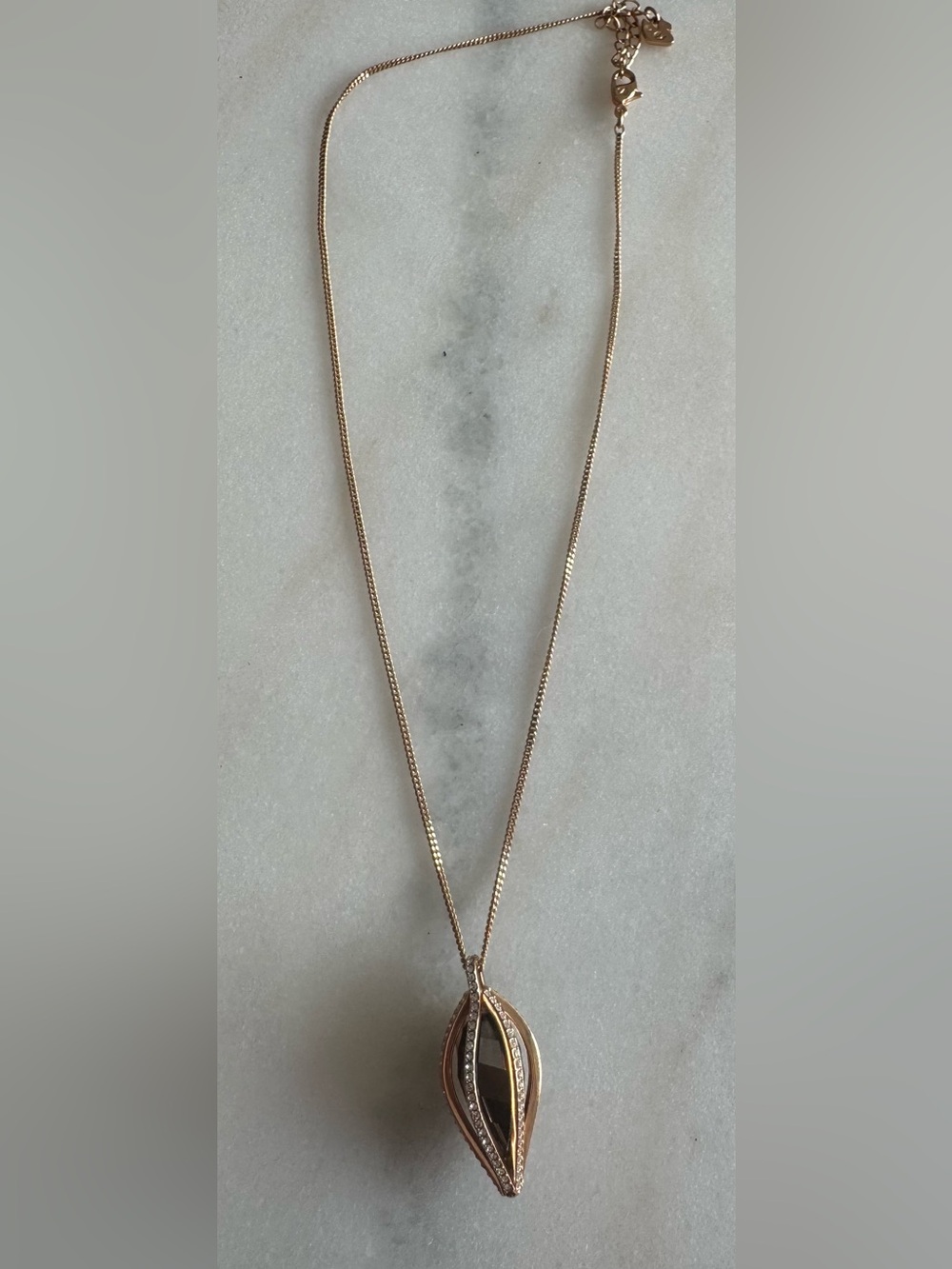 Swarovski Hailey Rose Gold Necklace Grey Crystal Retired Rare Authentic